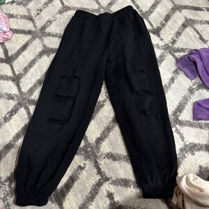 Black Jogger Pants with intentional rips